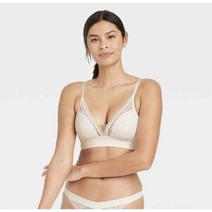AUDEN Women’s White Lightly Lined Lace Bralette Size Small